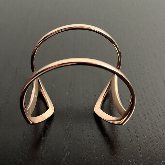 Jim Shore Jewelry - JIM SHORE Rose Gold Tone Wide Modern Abstract Metal Cuff Bracelet